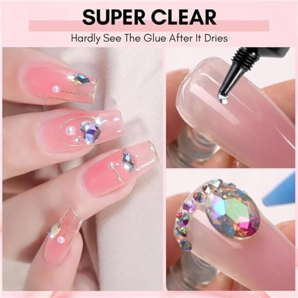 Nail Rhinestone Glue Set - Gel Nail Glue for Rhinestones, 3D Art Design - Picture 6 of 8